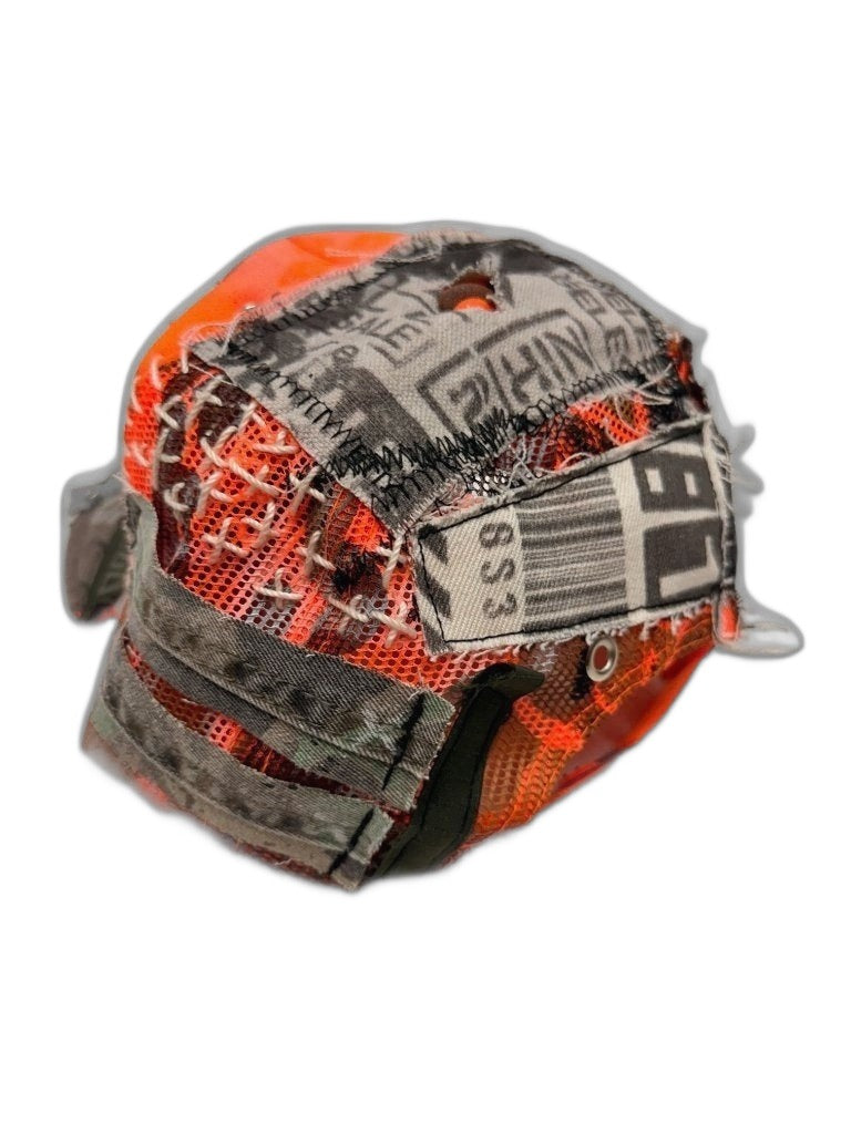 RECONSTRUCTED 001_26_10 — Orange Spray Crown Cap, Ladder Stitch & Metal Spike