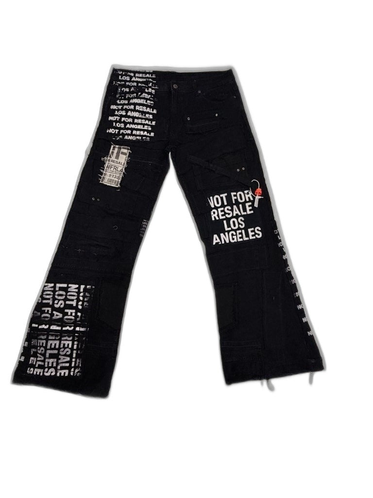 RECONSTRUCTED 001_26_14 — Black NFR Stacked Flare Denim Pants