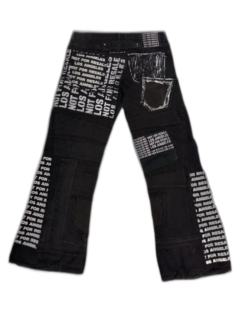 RECONSTRUCTED 001_26_14 — Black NFR Stacked Flare Denim Pants