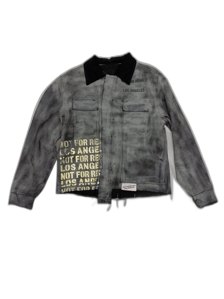 RECONSTRUCTED UNIT 001_26_20 — Grey Smoke-Dyed Bomber Jacket, Yellow NFR Stencil