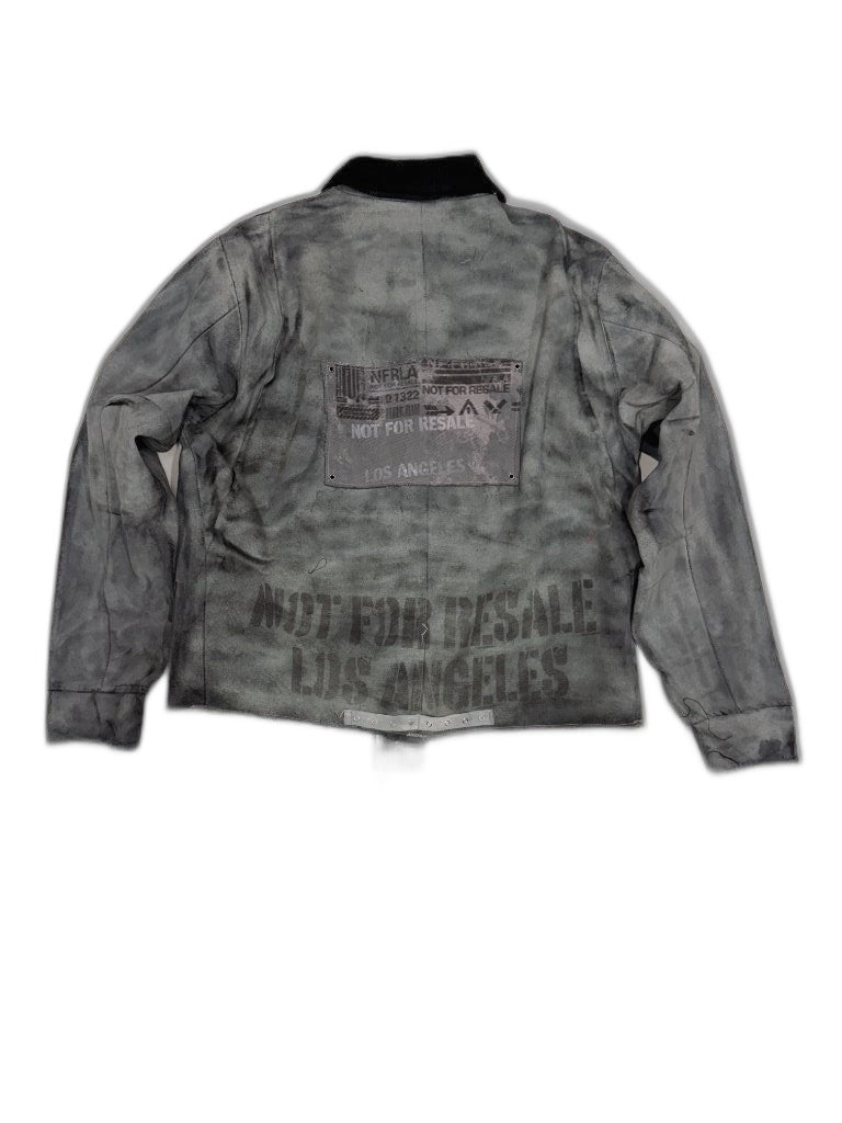 RECONSTRUCTED UNIT 001_26_20 — Grey Smoke-Dyed Bomber Jacket, Yellow NFR Stencil