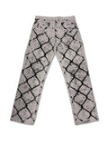 RECONSTRUCTED UNIT 001_26_24 — White Chain-Link All-Over Print Denim Pants