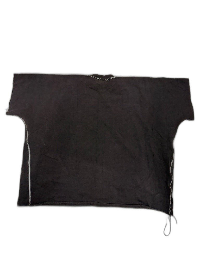 RECONSTRUCTED 001_26_28 — Black Boxy Raw-Cut Tee, Zipper Side Seams & Hand-Stitched Collar