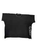 RECONSTRUCTED 001_26_28 — Black Boxy Raw-Cut Tee, Zipper Side Seams & Hand-Stitched Collar