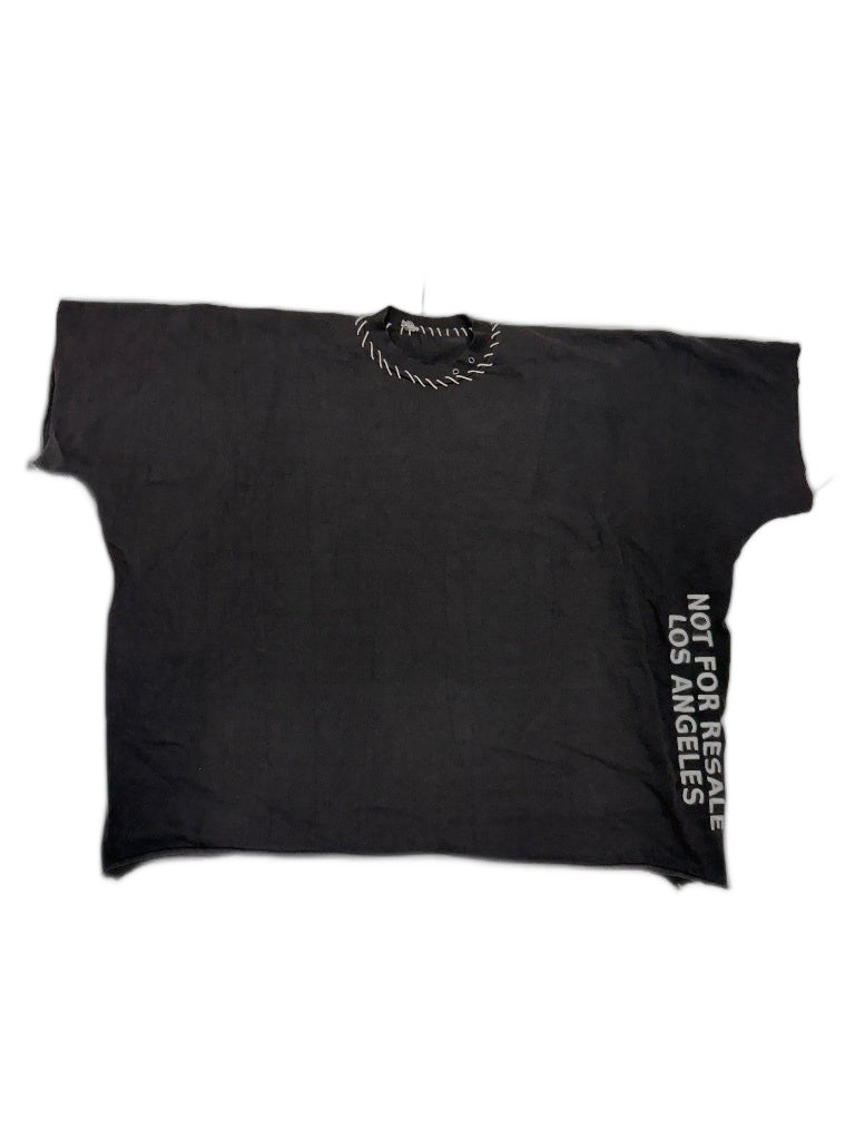 RECONSTRUCTED 001_26_28 — Black Boxy Raw-Cut Tee, Zipper Side Seams & Hand-Stitched Collar