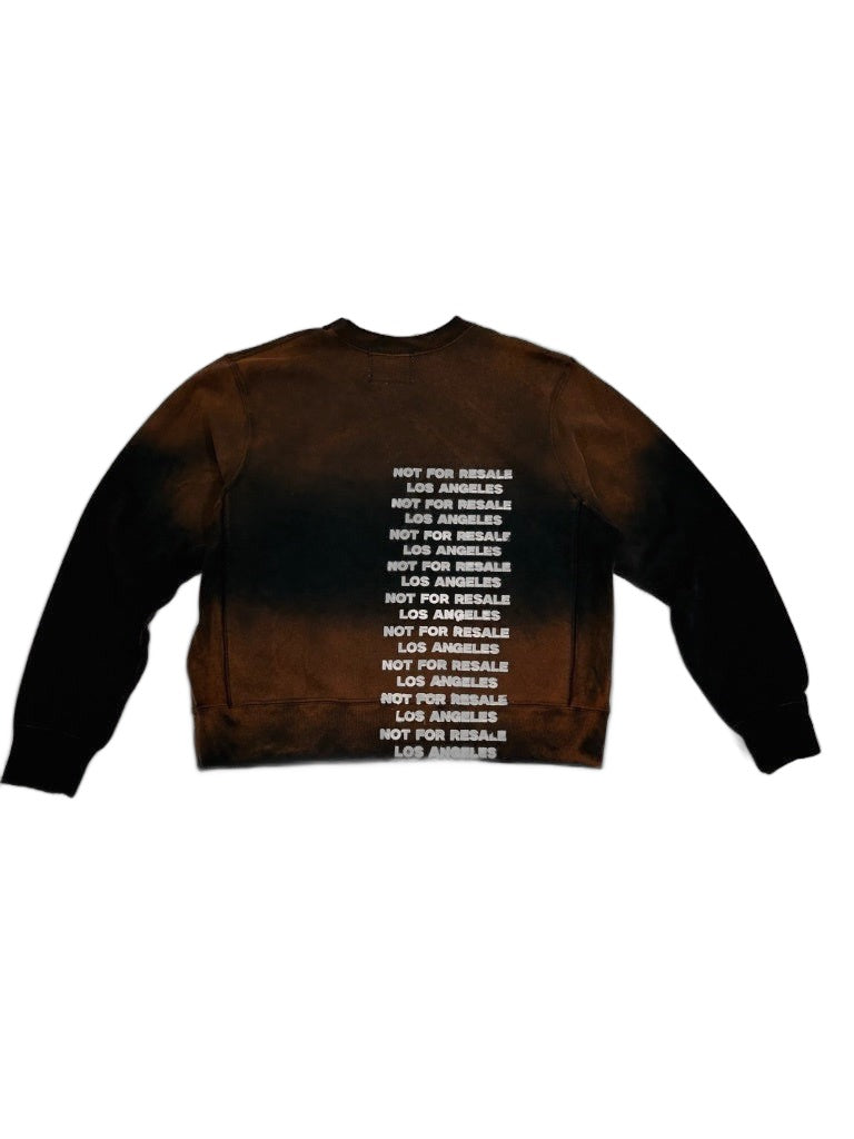 RECONSTRUCTED 001_26_32 — Black-to-Rust Bleach Dip-Dye Crewneck, NFR Stencil & Rear Text Column