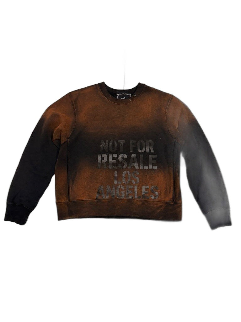 RECONSTRUCTED 001_26_32 — Black-to-Rust Bleach Dip-Dye Crewneck, NFR Stencil & Rear Text Column