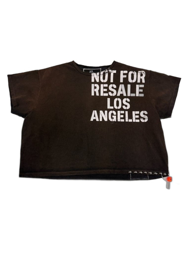 RECONSTRUCTED 001_26_41 — Dark Brown Boxy Crop Tee, NFR Block Stencil & Back NFR Patch