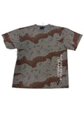 RECONSTRUCTED 001_26_46 — Grey-Blue Desert Camo Tee, NFR Vertical Hem Print & Woven Label