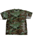 RECONSTRUCTED 001_26_47 — Sage Woodland  custom hand dyed Camo Tee, NFR Vertical Hem Print & Woven Label