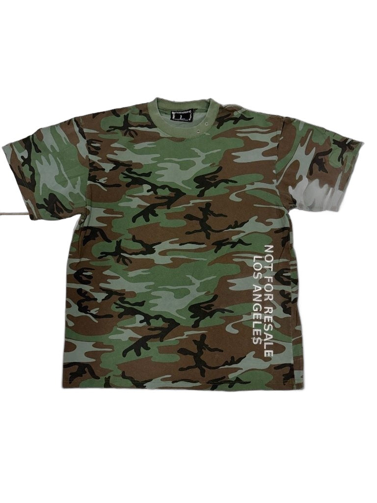 RECONSTRUCTED 001_26_47 — Sage Woodland  custom hand dyed Camo Tee, NFR Vertical Hem Print & Woven Label