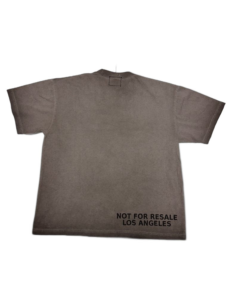RECONSTRUCTED 001_26_48 — Grey vintage wash Tee, NFR Back Hem Print & signature Grommet Collar