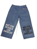RECONSTRUCTED 001_26_50 — Blue Wide-Leg Denim Pants, Dual NFR Block Print Per Leg & Leather Label