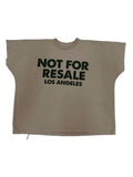 RECONSTRUCTED 001_26_54 — Tan Raw-Cut Boxy Tee, Large NFR Block Print & Reverse Hem sleeveless