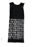 RECONSTRUCTED 001_26_59 — Women's Black Ribbed Knit Midi Dress, NFR All-Over Text & Ring Hardware