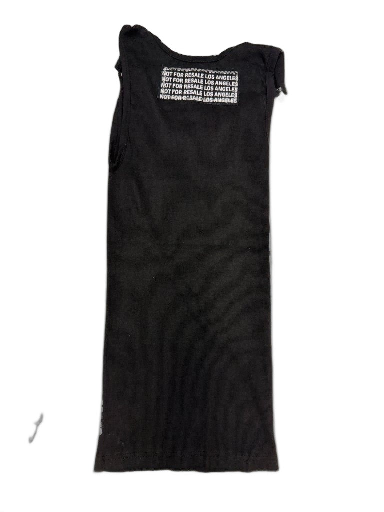 RECONSTRUCTED 001_26_59 — Women's Black Ribbed Knit Midi Dress, NFR All-Over Text & Ring Hardware