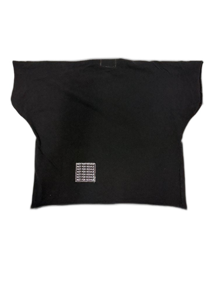 RECONSTRUCTED 001_26_63 — Black Boxy Raw-Cut Tee, Large NFR Block Print & NFR Back Patch