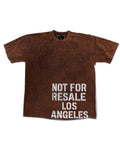 RECONSTRUCTED 001_26_66 — Brown Acid Wash Oversized Tee, Large NFR Block Print & Grommet Collar