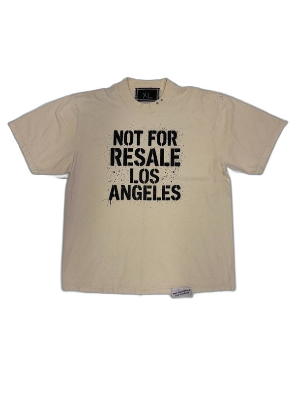 RECONSTRUCTED 001_26_67 — Cream Oversized Tee, Spray Splatter NFR Block Print, Ghost Back Print & Woven Labels